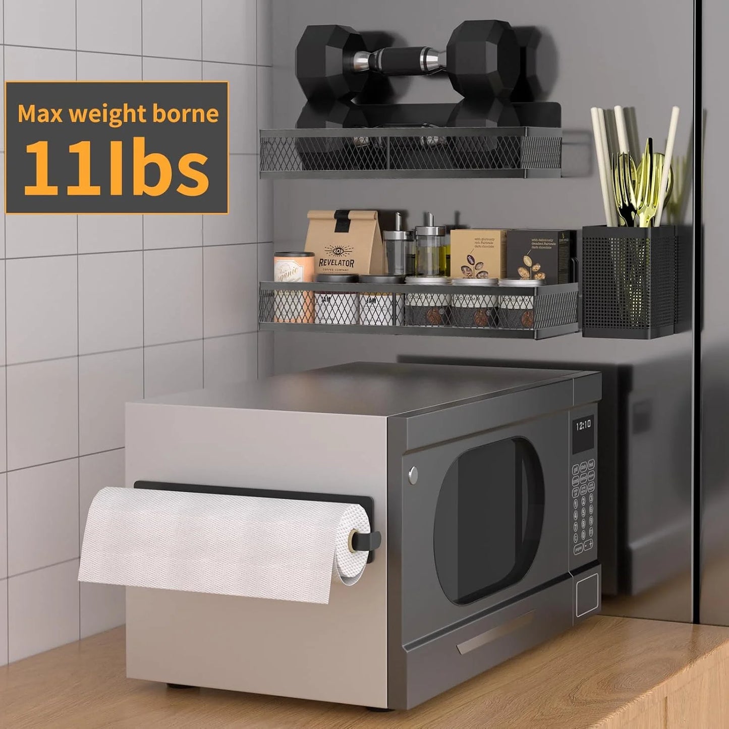 Magnetic Fridge Organizer | 6-Piece Spice + Paper Towel Rack