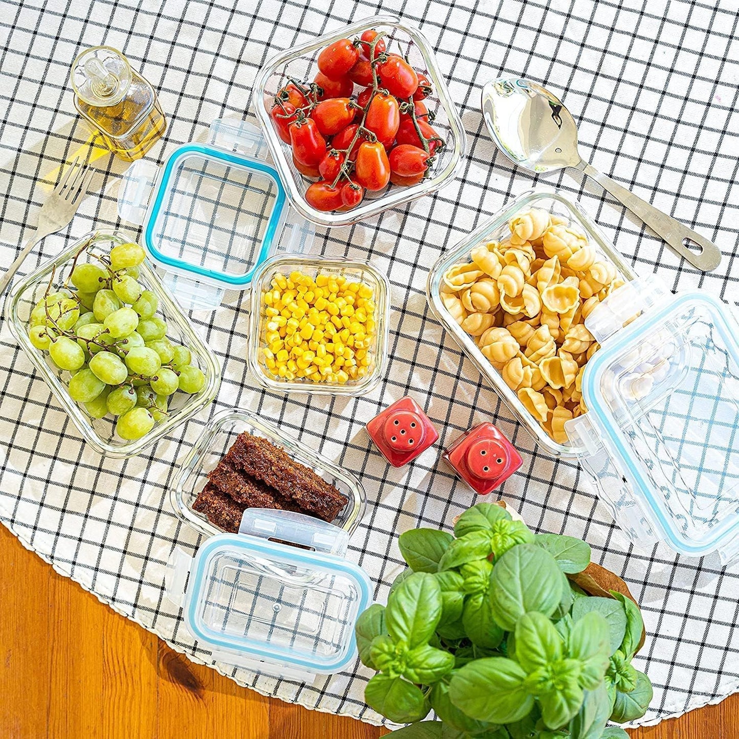 Glass Meal Prep Containers | 10-Piece Snap-Lock Set
