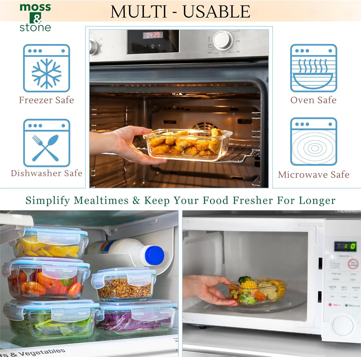 Glass Meal Prep Containers | 10-Piece Snap-Lock Set