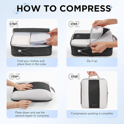 10 Set Compression Packing Cubes for Travel Essentials,Compressible Expandable Packing Cubes for Suitcase, Luggage Garment Bags for Travel,Handy Helper for Organizing Clothes(Black)