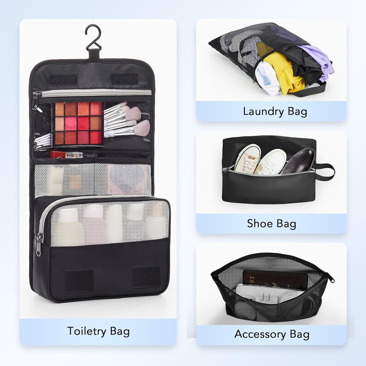 10 Set Compression Packing Cubes for Travel Essentials,Compressible Expandable Packing Cubes for Suitcase, Luggage Garment Bags for Travel,Handy Helper for Organizing Clothes(Black)