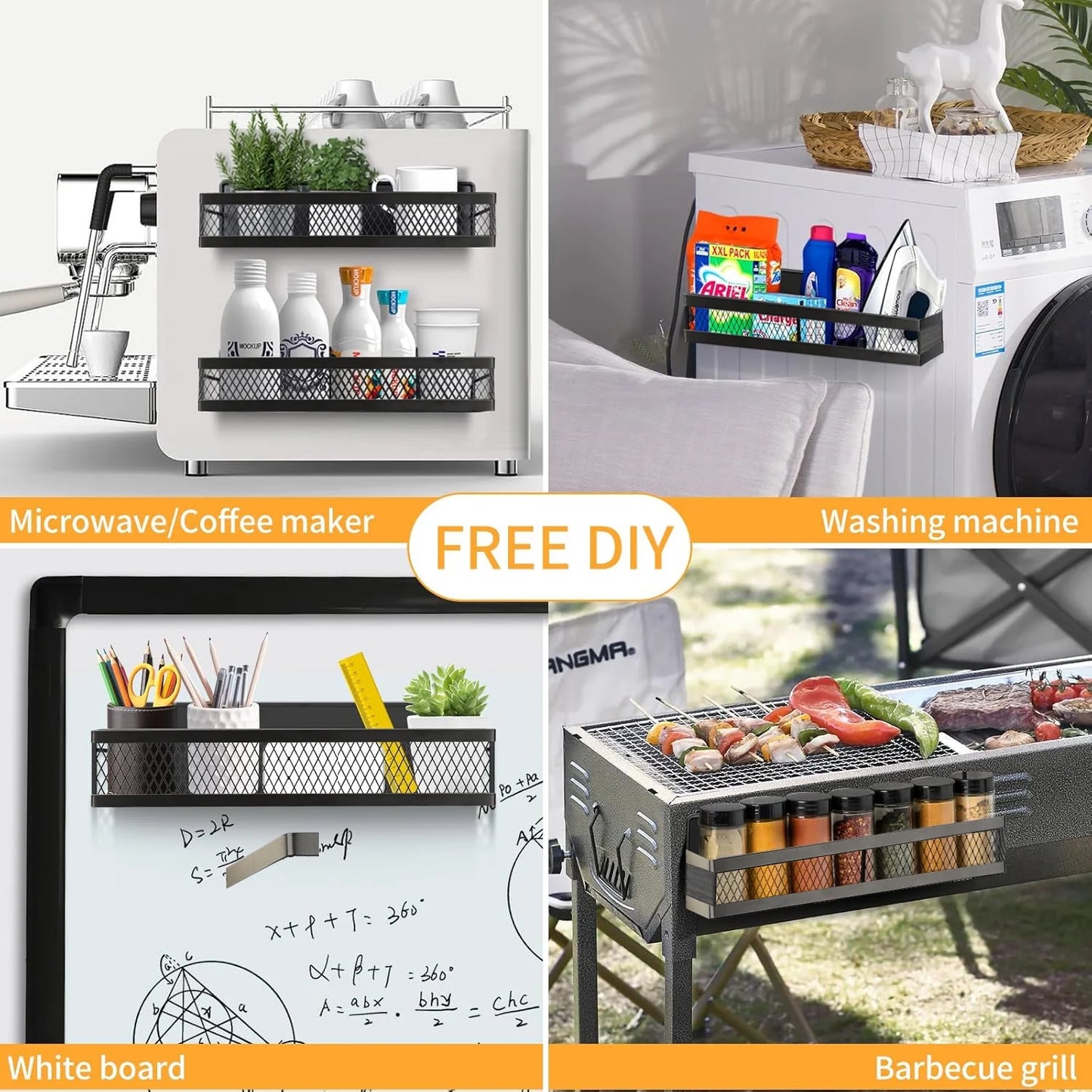 Magnetic Fridge Organizer | 6-Piece Spice + Paper Towel Rack