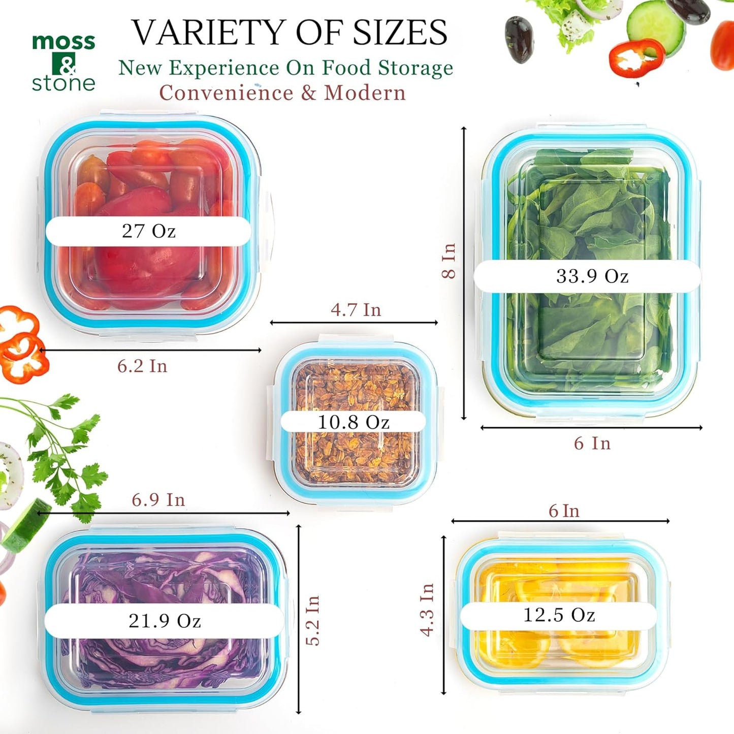 Glass Meal Prep Containers | 10-Piece Snap-Lock Set