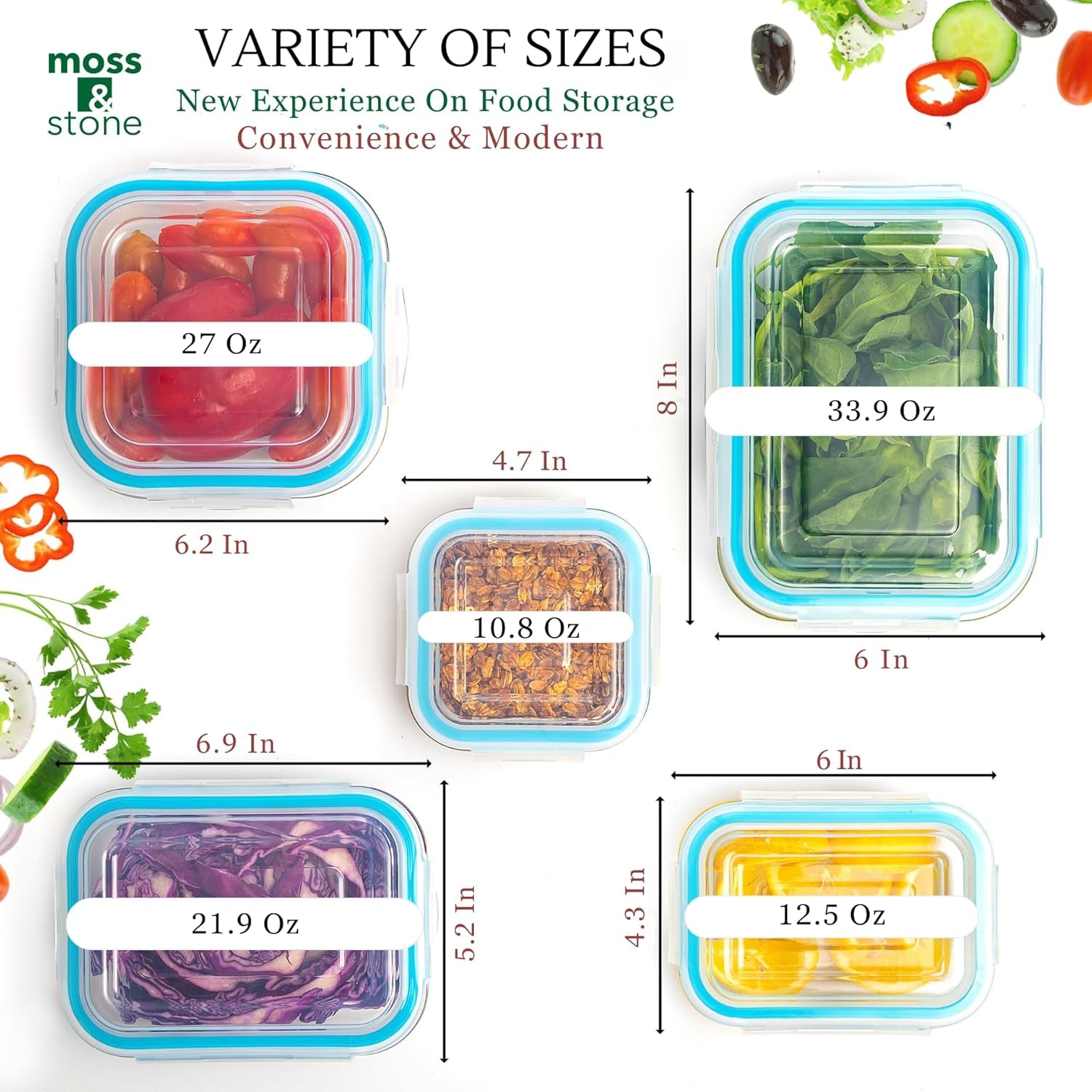 Glass Meal Prep Containers | 10-Piece Snap-Lock Set