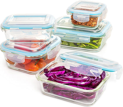 Glass Meal Prep Containers | 10-Piece Snap-Lock Set